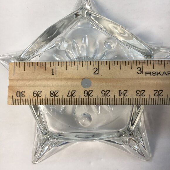 Hazel-Atlas Crystal Glass Star Line Set 2 Candle Holder Vtg Christmas Holiday - Picture 4 of 5